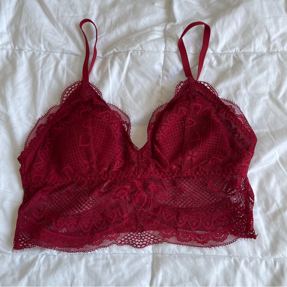 Gilly Hicks Red Lace Longline Bralette